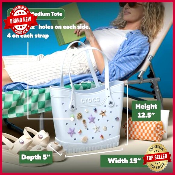 Large EVA Foam Tote Bag with Jibbitz Charms, Carry-On Compatible - Picture 6 of 6